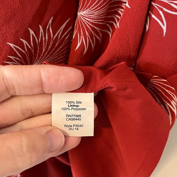 Madewell | Silk Off the Shoulder Dress | Orange Palm flower print | Size Medium - Picture 8 of 13